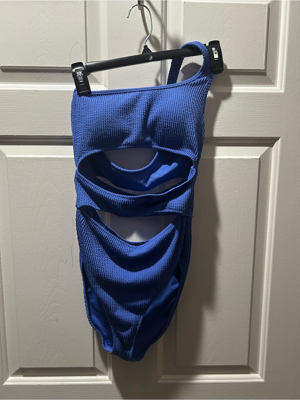 Aerie Women’s Blue Crinkle Cut One-Shoulder One Piece Swimsuit Size Medium